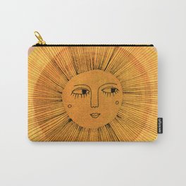 Sun Drawing Gold and Pink Carry-All Pouch | Painting, Sun, Pink, Boho, Drawing, Pinksky, Sunrays, Smilingsunface, Zodiac, Ink Pen 