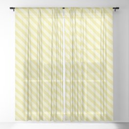 [ Thumbnail: Tan & Light Yellow Colored Striped/Lined Pattern Sheer Curtain ]