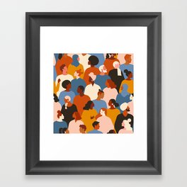 Diverse group of stylish people standing together. Framed Art Print