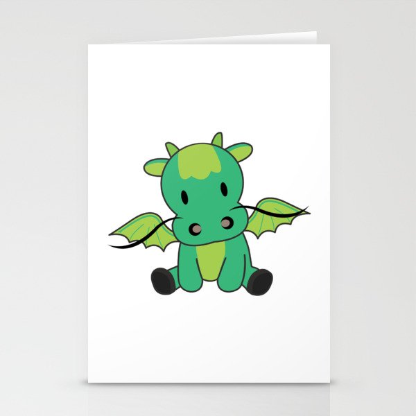 Dragon Green Fairy Tale Fantasy Cute Animals Stationery Cards