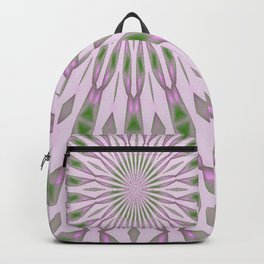 Radial Pattern In Green and Pink On Buff White Backpack