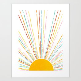 Retro Sunburst: Rainbow Edition Art Print