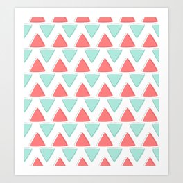 Cute triangle pattern blue and pink Art Print