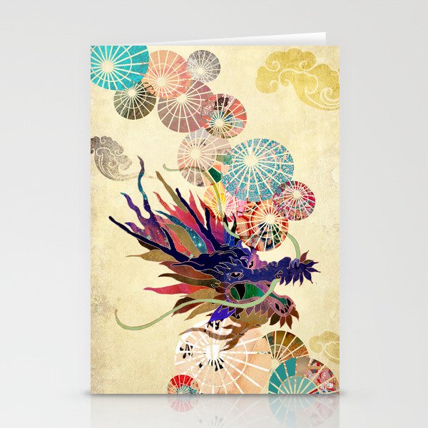 Dragon with unbrellas Stationery Cards