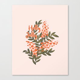 Christmas berry field - pink, orange, green and off-white Canvas Print