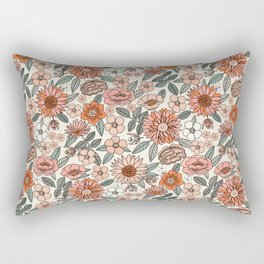 70s flowers - 70s, retro, spring, floral, florals, floral pattern, retro flowers, boho, hippie, earthy, muted Rectangular Pillow