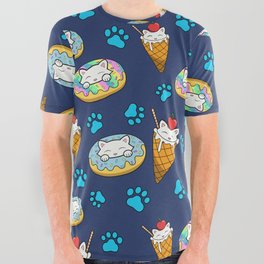 Cats and desserts pattern All Over Graphic Tee