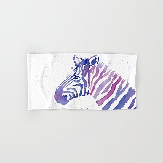 Zebra Watercolor Purple Stripes Animal Hand & Bath Towel