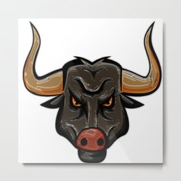 bull longhorn metallizer Metal Print | Monster, Realism, Oil, Strong, Minimalism, Watercolor, Aerosol, Ink, Painting, 3D 