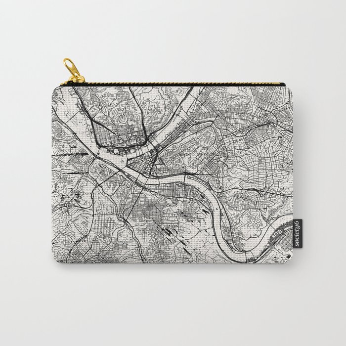 Pittsburgh USA - Black and White City Map Carry-All Pouch