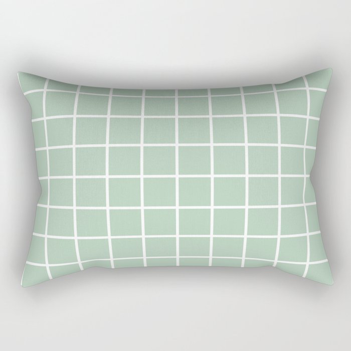 Minimalism Window Pane Grid, Sage Green Rectangular Pillow