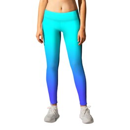 Neon Blue and Bright Neon Aqua Ombré Shade Color Fade Leggings | Shade, Trend, Fluorescent, Graphicdesign, Blue, Colorfade, Neon, Neonblue, Pattern, Highlighter 