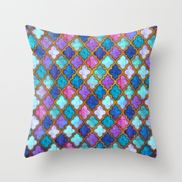 Moroccan tile iridescent pattern Throw Pillow