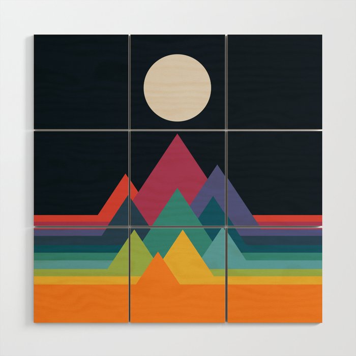 Whimsical Mountains Wood Wall Art