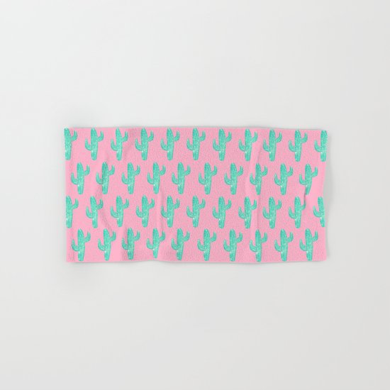 Linocut Cacti Candy Hand & Bath Towel