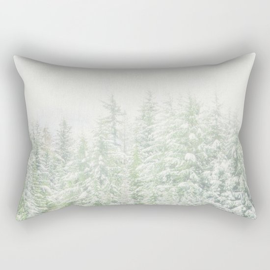 White Winter Forest with a Hint of Mint Rectangular Pillow