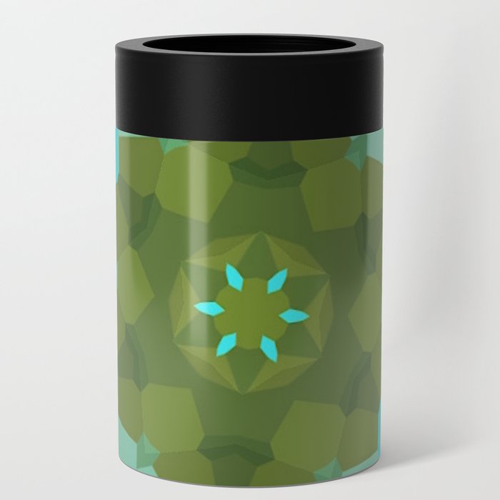 Green blue mandala Can Cooler