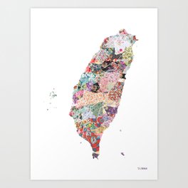 Taiwan map portrait Art Print