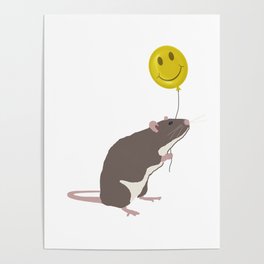 Rat with a Happy Face Balloon Poster