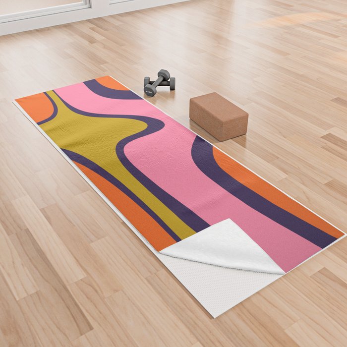 Copacetic Retro Abstract Orange Avocado Lime Pink Blue Yoga Towel