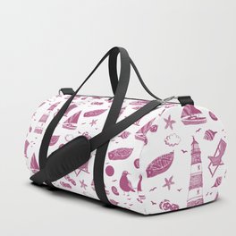 Magenta Summer Beach Elements Pattern Duffle Bag