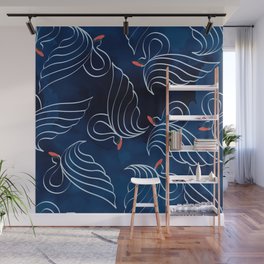 Swan on blue lake Wall Mural