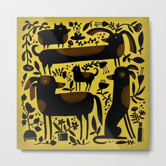 GARDEN DOGS Metal Print