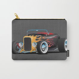 Custom Hot Rod Roadster Car with Flames, Chrome Rims and White Wall Tires Carry-All Pouch | Style, Retro, Art, Paint, Streetrod, Vector, Design, 1930S, Race, Flames 