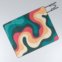 Fluid Swirl Waves Abstract Nature Art In Summer Beach Color Palette Picnic Blanket