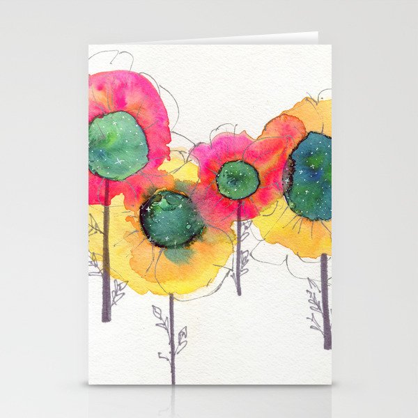 Galaxy Flowers Stationery Cards