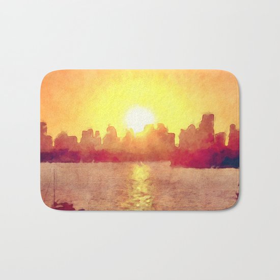 Sunset Over Miami Florida Bath Mat