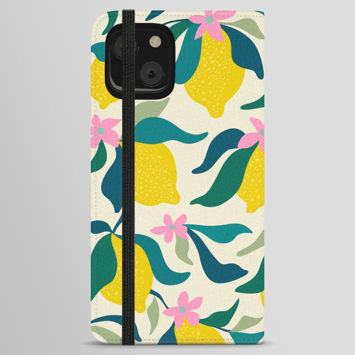 Summer Lemons pattern iPhone Wallet Case