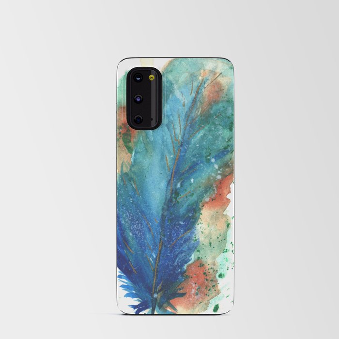 Blue Gold Feather Android Card Case