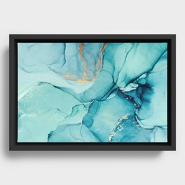 Abstract Turquoise Art Print By LandSartprints Framed Canvas