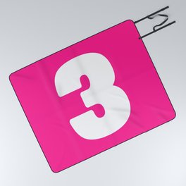 3 (White & Dark Pink Number) Picnic Blanket