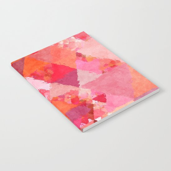Into the heat - Pink and red watercolor Triangle pattern Notebook