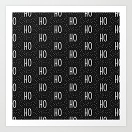 FESTIVE BLACK AND WHITE SANTA HO-HO-HO PATTERN FOR CHRISTMAS 2021 Art Print