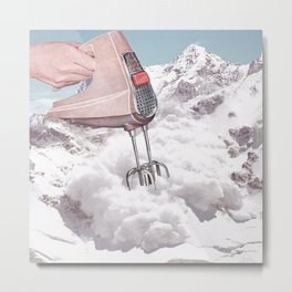 Doris Whisker II - Avalanche Whipped Cream Mountain Metal Print | Cream, Mixer Stir, Surreal, Trippy, Landscape, Vintage, Cake, Surrealism, Avalanche, Collageart 