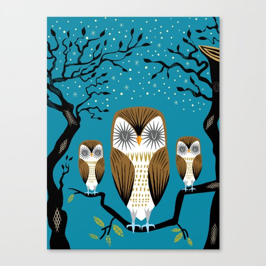 Three Lazy Owls Canvas Print