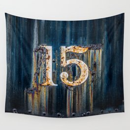 Number 15 Rusted Number on Locomotive Tinder Railroad # Rusty Wall Tapestry