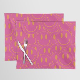 Groovy Pink and Orange Smiley Face Mania Placemat