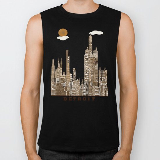 Detroit skyline vintage Biker Tank