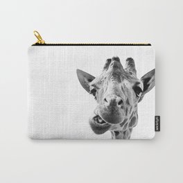 Giraffe Portrait Black and White Carry-All Pouch