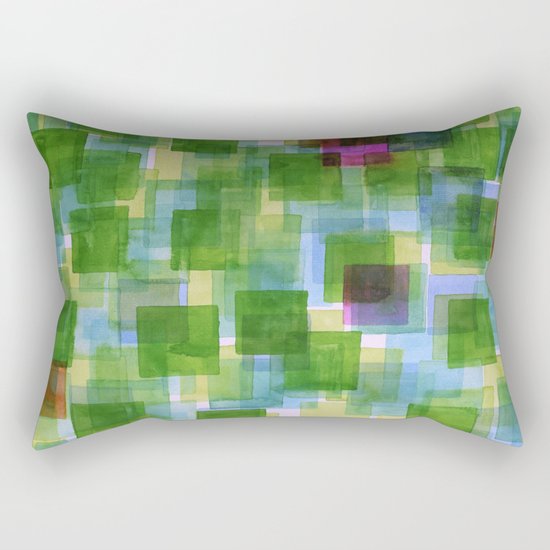 Pink and Orange Outposts Rectangular Pillow