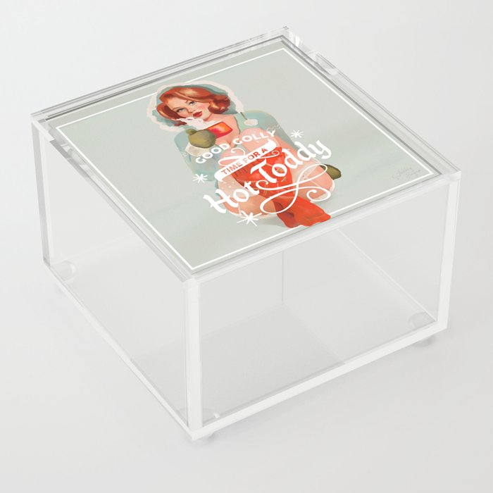 Good Golly Time For A Hot Toddy. Vintage Pinup Redhead Acrylic Box