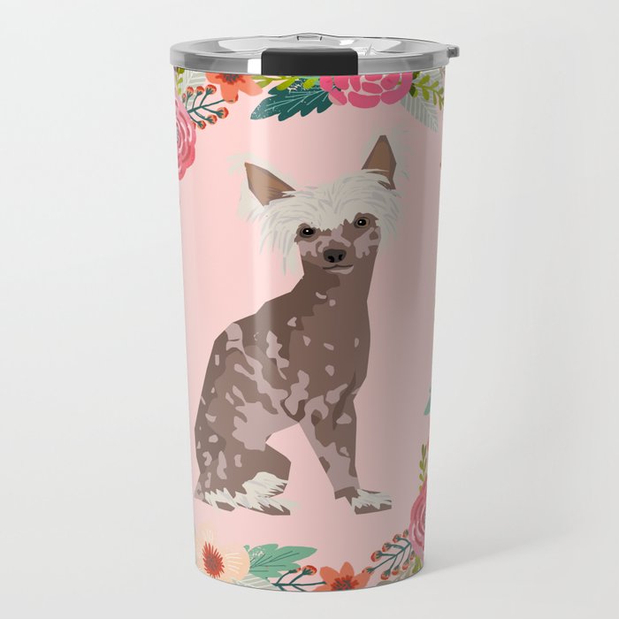 chinese crested dog floral wreath dog gifts pet portraits Travel Mug