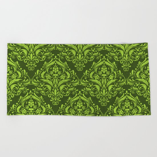 Halloween damask colors #3 Beach Towel