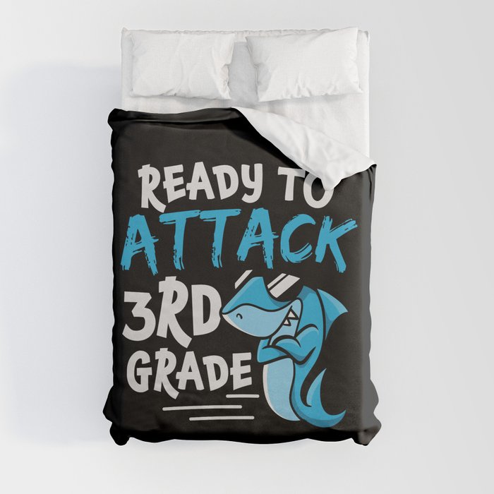 Ready To Attack 3rd Grade Shark Duvet Cover