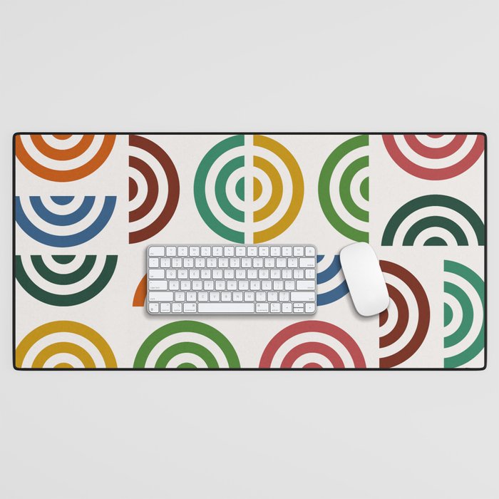 Mid century multicolor retro shapes 1 Desk Mat