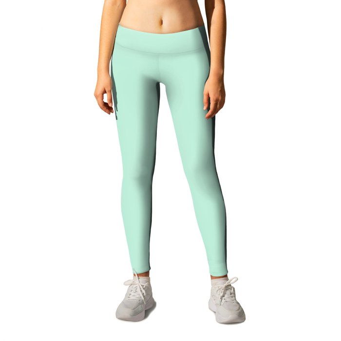 Mint Green Pastel Solid Color Block Spring Summer Leggings by Beautiful  Homes USA